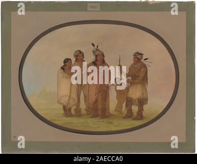 Une peinture de George Catlin créée entre 1861 et 1869 représentant les Indiens Shawano, montrant des figures, des vêtements traditionnels, des activités et la culture amérindienne du milieu du XIXe siècle. Banque D'Images