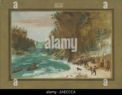 L'expédition campèrent en aval des chutes du Niagara. 20 janvier, 1679 ; 1847/1848 George Catlin, l'expédition campèrent en aval des chutes de Niagara le 20 janvier 1679, 1847-1848 Banque D'Images