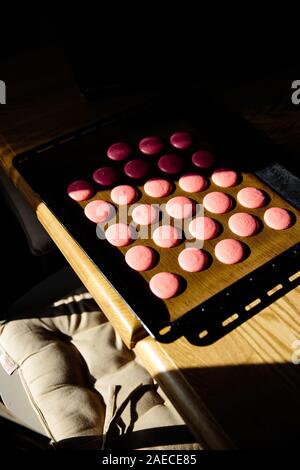 Macaron français master class de cuisson dans une cuisine avec différentes personnes et différents angles d'Europe de l'Est Pays Baltes Riga Lettonie Banque D'Images