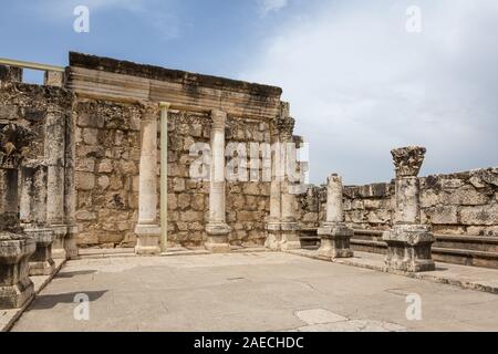 Capharnaüm a augmenté à l'époque de Jésus (début de la période romaine, 1er siècle après JC), et une synagogue a été construite au centre du village. Banque D'Images