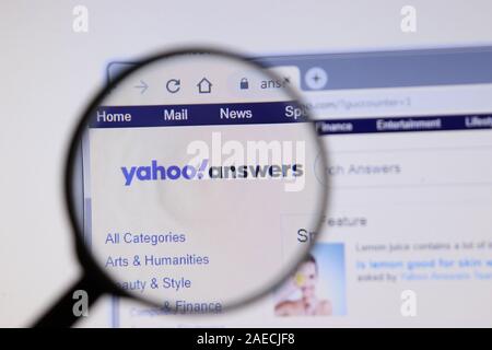 Los Angeles, Californie, USA - 3 décembre 2019 : Yahoo Answers page de site web. Answers.yahoo.com logo sur écran d'affichage, de rédaction d'illustration. Banque D'Images