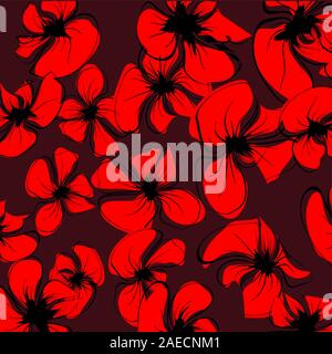 Abstract coquelicots transparente pour la conception du papier. Vector illustration design. Motif de fond transparent. Fleurs de pavot rouge aquarelle. Vector Art Illustration de Vecteur