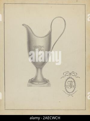 Le crémier argenté de Giacinto Capelli circa 1936 est un petit récipient pour servir la crème, soulignant le matériau, la forme, le bec, la poignée, détails décoratifs et orfèvrerie du début du xxe siècle. Banque D'Images