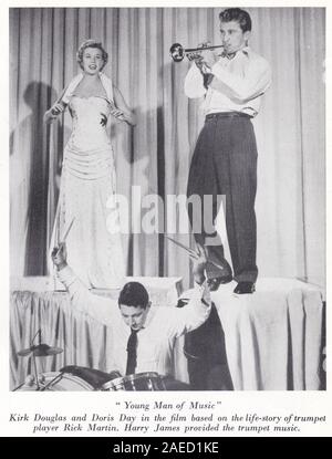 'Jeune homme de la musique" photo en noir et blanc du film avec Doris Day et Kirk Douglas basé sur l'histoire de la vie du trompettiste Rick Martin. Banque D'Images