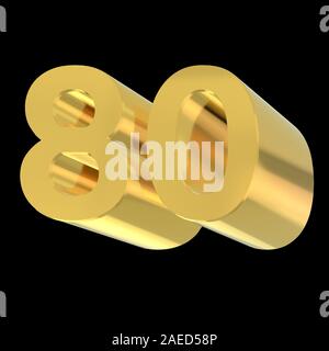 Nombre d'or 80. Les chiffres arabes en vue isométrique. 3D render. Banque D'Images