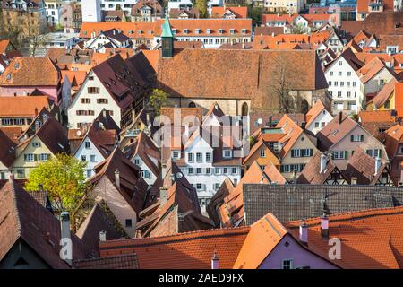 Vieille ville de Tübingen, paysage, Baden-Württenberg, toit Banque D'Images