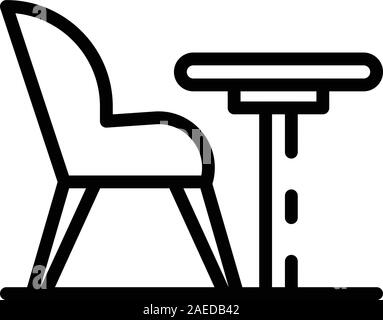 Fauteuil et table ronde, l'icône de style contour Illustration de Vecteur