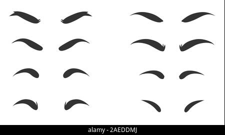 Formes de sourcils. Différents types de sourcils. Conseils de maquillage. Sourcils pour les femmes. Illustration de Vecteur