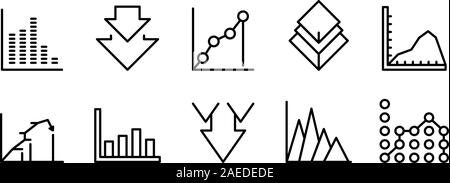 Icônes de régression définir style du contour, Illustration de Vecteur