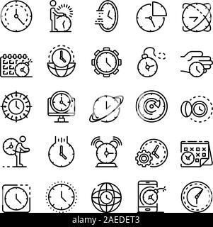 Date limite icons set style du contour, Illustration de Vecteur