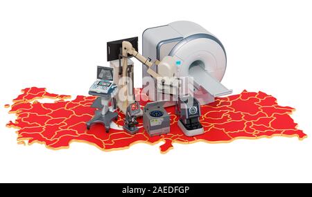 Diagnostic médical et de la recherche en Turquie, rendu 3D isolé sur fond blanc Banque D'Images