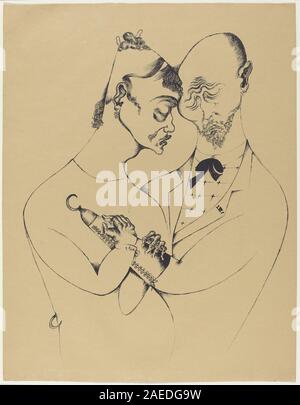 Un tableau de 1920 de Heinrich Hoerle intitulé le couple marié. L'œuvre montre un homme et une femme debout côte à côte, avec des formes géométriques simplifiées et des traits abstraits, reflétant l'expressionniste allemand du début du XXe siècle Banque D'Images
