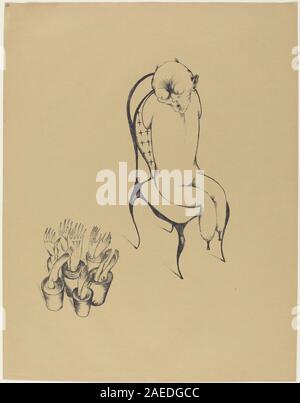 Une œuvre de 1920 de Heinrich Hoerle intitulée Hällucinationen, représentant des figures humaines abstraites, des images surréalistes, des formes géométriques, un style expressionniste et une expérimentation visuelle de l'allemand du début du XXe siècle Banque D'Images