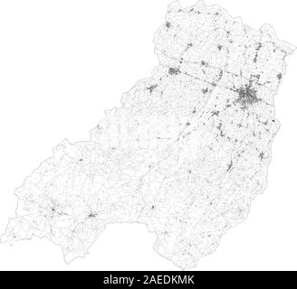 Carte Satellite de la province de Parme, villes et routes, bâtiments et routes des environs. Région Emilie-Romagne, Italie. Routes carte Illustration de Vecteur