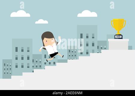 Businessman using cell phone escaliers, concept business woman gagner : télévision. Illustration de Vecteur