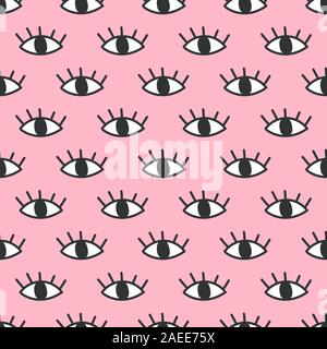 Oeil ouvert sans motif sur fond rose. Illustration de Vecteur