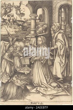 Israhel van Meckenem après Hans Holbein l'ancien, la Nativité, c 1490-1500 La Nativité ; c. 1490/1500 Banque D'Images