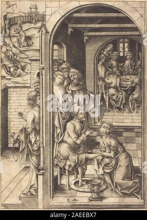 Israhel van Meckenem, le Christ lavant les pieds des Apôtres, c 1480 Le Christ lavant les pieds des Apôtres ; années 1480 date Banque D'Images