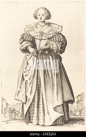 Jacques Callot, femme noble avec ventilateur, c 1620-1623 femme noble avec ventilateur ; c. 1620/1623 Banque D'Images