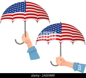 United States of America flag parapluie. Concept de sécurité sociale. Drapeau national de l'United States of America vector illustration Illustration de Vecteur