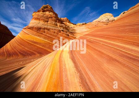 Une vue unique de la formation de grès de l'onde dans le nord de l'Arizona. Banque D'Images