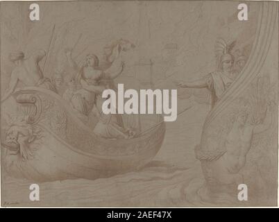 Une gravure de Jean Lepautre représentant l'enlèvement d'Hélène de Troie, montrant des figures, des mouvements, des gestes, des expressions, et des éléments architecturaux dans une composition classique. Banque D'Images