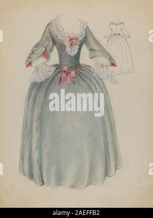 Dress est une œuvre de Jessie M. Benge datant de 1936 représentant une seule robe, mettant l'accent sur le tissu, la silhouette, les plis et la texture dans la nature morte ou la composition d'étude de la mode. Banque D'Images