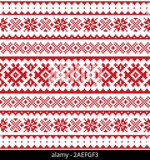 Noël, vecteur d'hiver modèle homogène, les Samis, Laponie folk art design, tricot et broderie traditionnelle Illustration de Vecteur