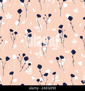 Belles fleurs doodle dessiné à la main, motif floral background transparent, idéal pour les textiles, bannières, rétractable - vector design Banque D'Images
