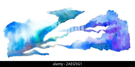 Ensemble de gouttes colorées à l'aquarelle et spray, Abstract art aquarelle souffle coloré main peinture sur fond blanc. Il est vide pour votre tex Banque D'Images