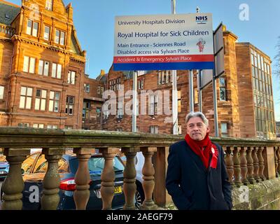 Leader travailliste écossais Richard Leonard en dehors de la Royal Hospital for Sick Children à Edimbourg, a dit que les électeurs le vote de jeudi "n'est pas simplement au sujet Brexit' comme la campagne électorale entre dans ses derniers jours. Banque D'Images