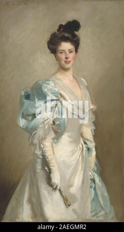 Un portrait à l'huile de John Singer Sargent de 1902 représentant Mary Crowninshield Endicott Chamberlain (Mrs Joseph Chamberlain), mettant l'accent sur les traits du visage, les vêtements, la posture et l'identité du gardien, reflétant le portrait du début du XXe siècle. Banque D'Images