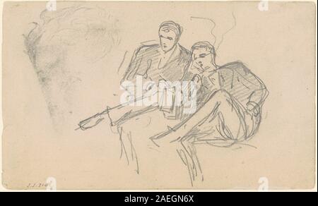 Une peinture à l'huile de John Singer Sargent représentant des hommes assis ensemble, créée entre environ 1874 et environ 1877. La composition se concentre sur l'arrangement des figures, les détails des vêtements et les expressions faciales, mettant l'accent sur l'habileté de Sargent dans le portrait et la dynamique de groupe. Banque D'Images