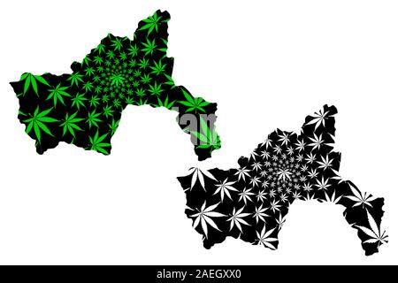 La province de Parwan (République islamique d'Afghanistan, les provinces de l'Afghanistan) map est conçu de feuilles de cannabis vert et noir, Parvan carte de marijuan Illustration de Vecteur