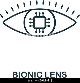 L'icône de la ligne de lentille bionique. Élément de style mince à partir de la technologie de l'avenir collection. L'icône Contour Lentille bionique pour la conception web, applications et logiciels Illustration de Vecteur