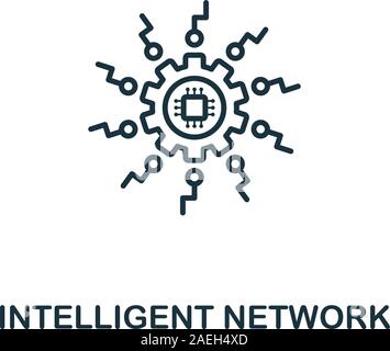 L'icône de la ligne de réseau intelligent. Élément de style mince à partir de la technologie de l'avenir collection. L'icône de réseau intelligent et les grandes lignes pour la conception web, applications et Illustration de Vecteur