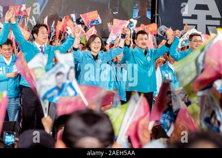 Élection 2020 Taiwan : Gagnez de Taïwan. Le président candidat Tsai Ing-Wen à Taipei Sancheong réunion. Avec elle, le candidat à l'élection législative, Yu Tian Banque D'Images