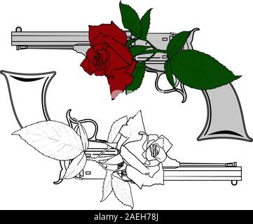 Colt et rose Illustration de Vecteur