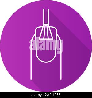 Polissage des ongles longs plats linéaires l'icône de l'ombre. Doigt avec manucure. Symbole ligne vectorielle Illustration de Vecteur