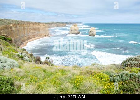 Belvédère de la Great Ocean Road, une destination australienne iconique. Banque D'Images