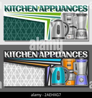 Dépliants de vecteur pour appareils de cuisine avec copie espace, illustration de définir diverses marchandises électriques, caractère original pour appareils de cuisine un mot Illustration de Vecteur