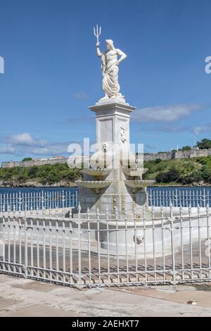 Statue de Poséidon (Neptune), la baie de La Havane, Cuba. Banque D'Images