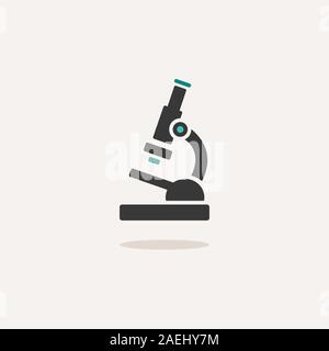 Microscope. Icône avec ombre sur un fond beige. Pharmacy télévision vector illustration Illustration de Vecteur