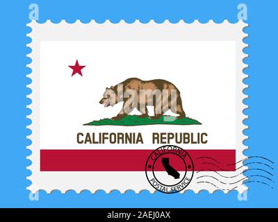 L'état américain de Californie drapeau avec timbre-poste Vector illustration 10 illustration EPS EPS 10. Illustration de Vecteur
