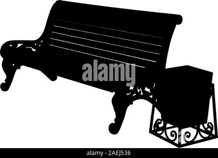 Banc en bois avec une urne isolé sur fond blanc. Vector illustration. Illustration de Vecteur