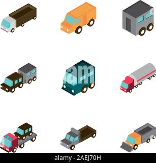Transport Location de véhicules camion icons set vector illustration isométrique Illustration de Vecteur