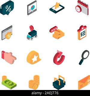 Ecommerce business internet icons set vector illustration isométrique Illustration de Vecteur
