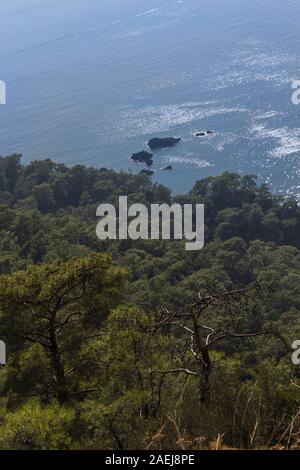 Vue depuis la montagne de la vallée d''Oludeniz, bleu magnifique cadre, Turquie Banque D'Images