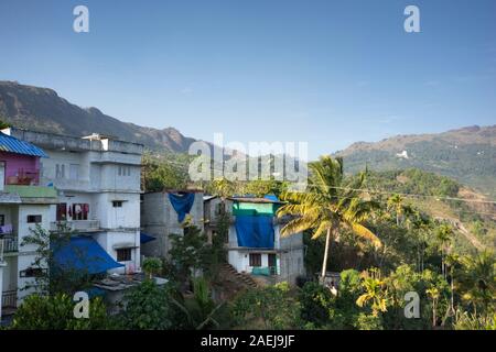 Maisons de campagne, Munnar, Kerala, Inde Banque D'Images