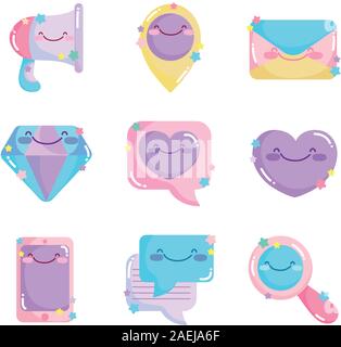 Les réseaux sociaux cartoon comic icons collection vector illustration Illustration de Vecteur